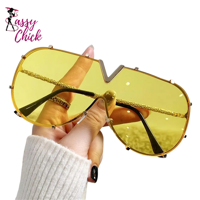 Punk One Piece UV400 Oversized Sunglasses Sassy Chick Logo