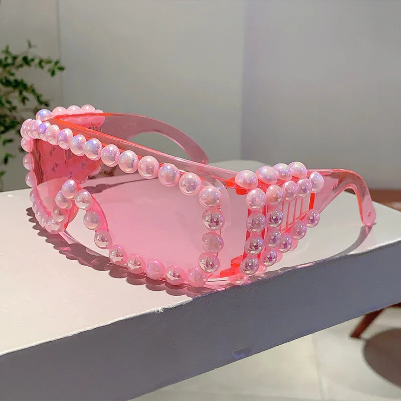Pink Punk Pearl Oversized Square Sunglasses