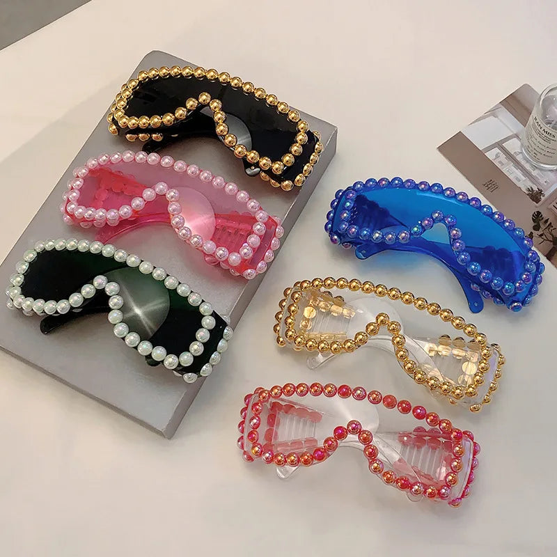 Collection of Punk Pearl Oversized Square Sunglasses