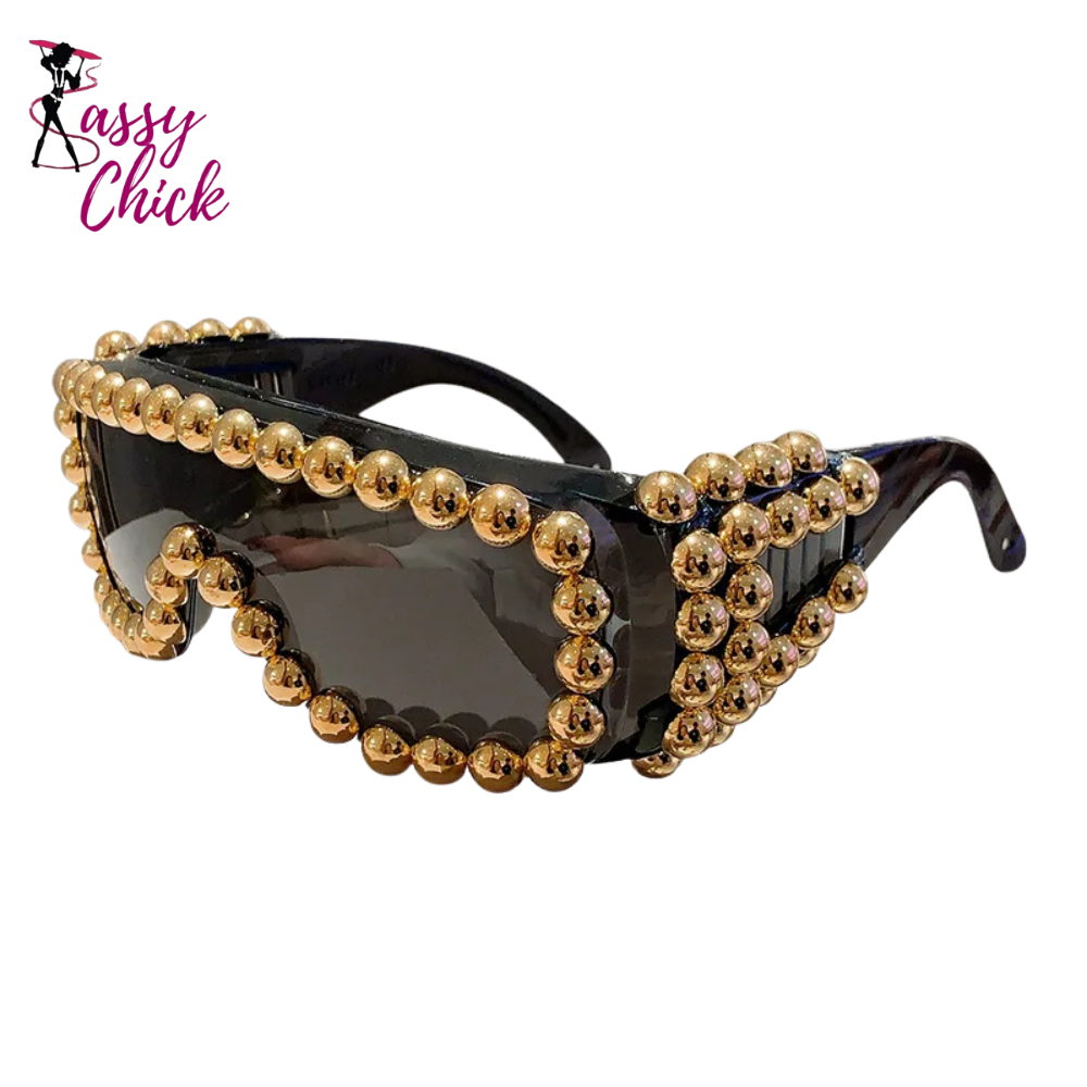 Punk Pearl Oversized Square Sunglasses Sassy Chick Logo
