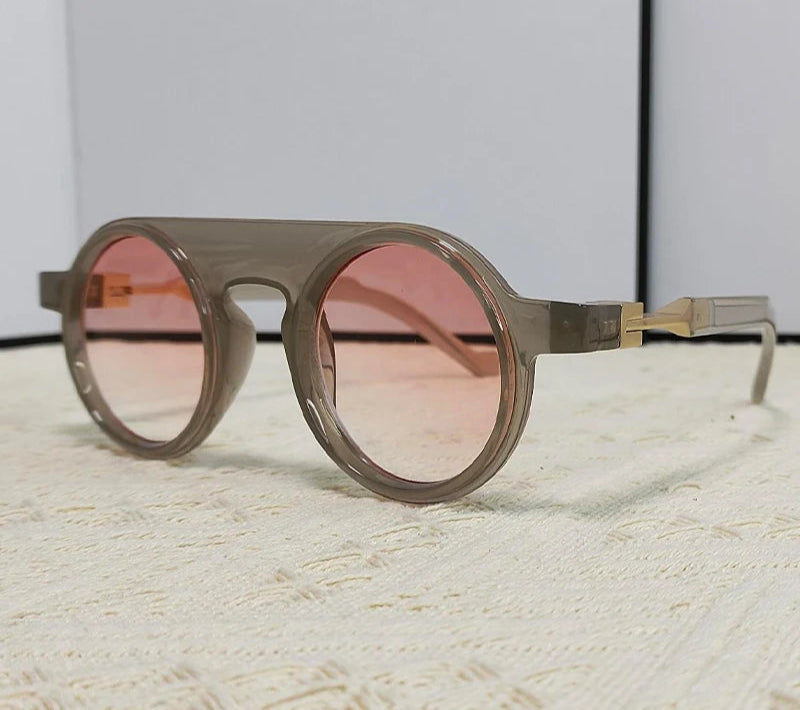 Punk Small Frame Round Sunglasses black transparent/ clear lens