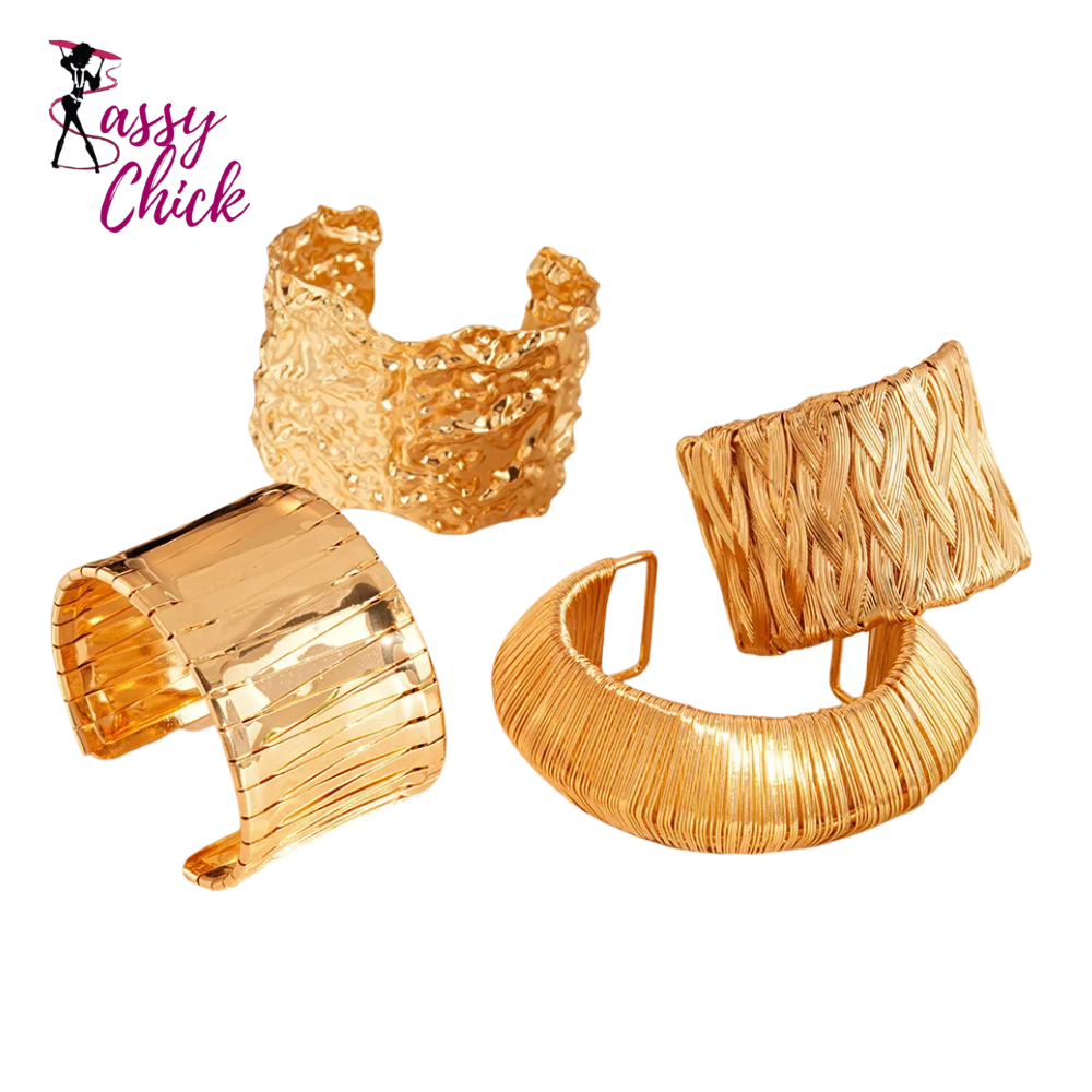 Punk Stainless Metal Geometric Cuff Bracelets Bangles Sassy Chick Logo