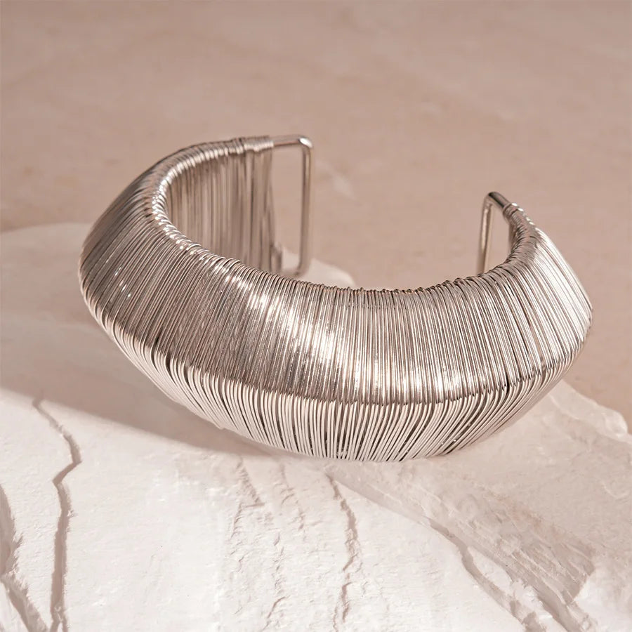 Punk Stainless Metal Geometric Cuff Bracelets Bangles