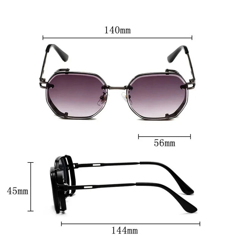 Size of Punk Vintage Steampunk Sunglasses