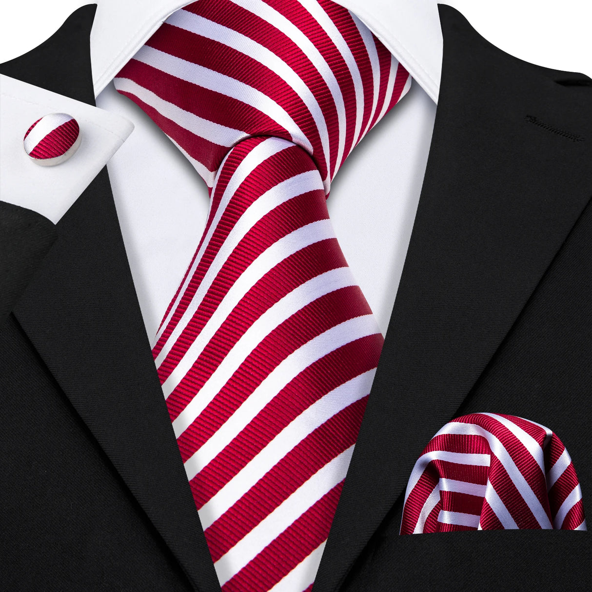 Purple Silk Jacquard Handkerchief Cufflinks Tie Set