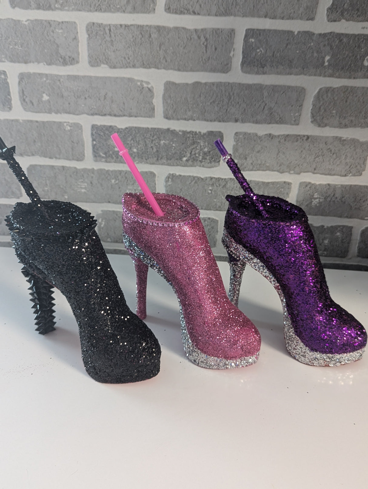 purple pink black Stiletto heel tumbler cup