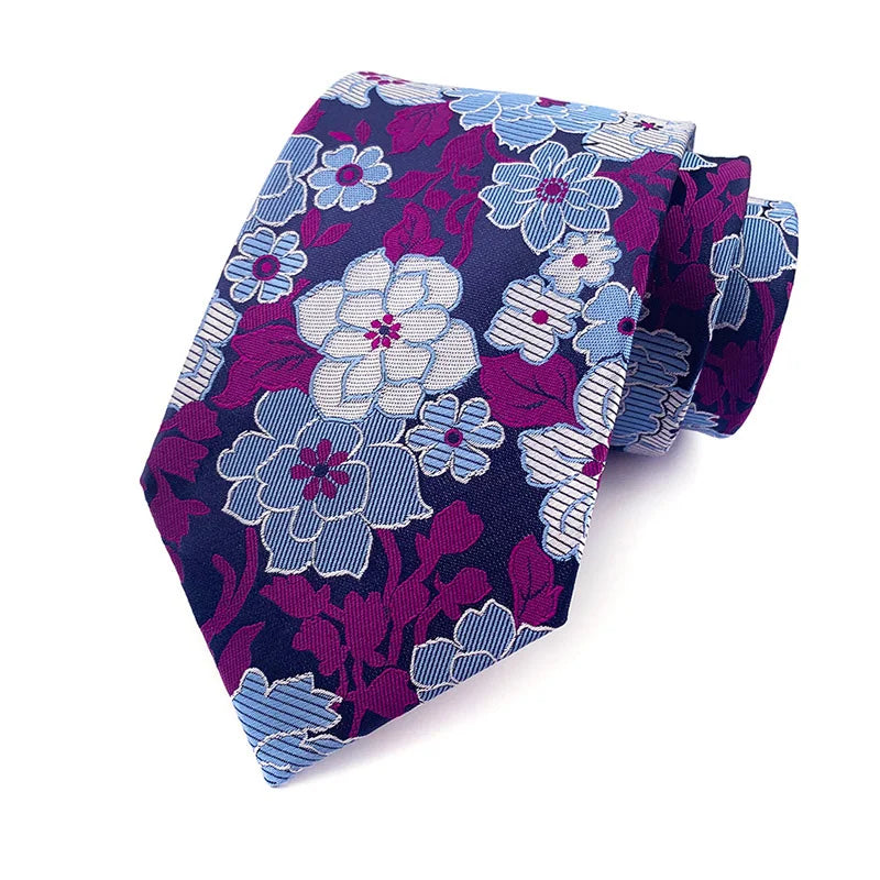 Purple Stripes Floral Plaid Solid Dot 8CM Necktie