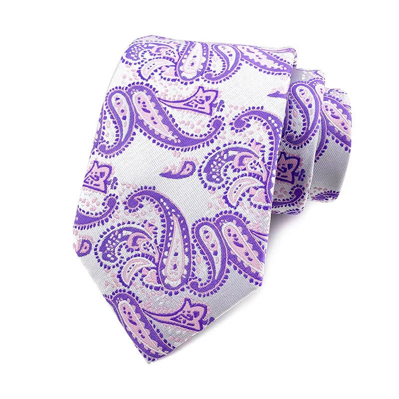 Purple Stripes Floral Plaid Solid Dot 8CM Necktie
