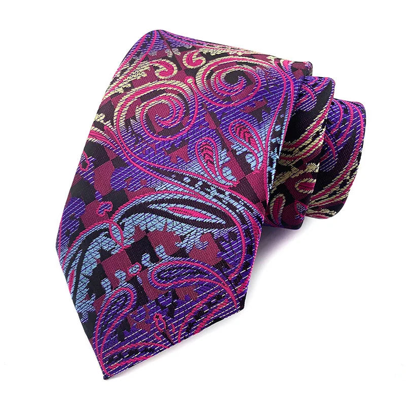 Purple Stripes Floral Plaid Solid Dot 8CM Necktie
