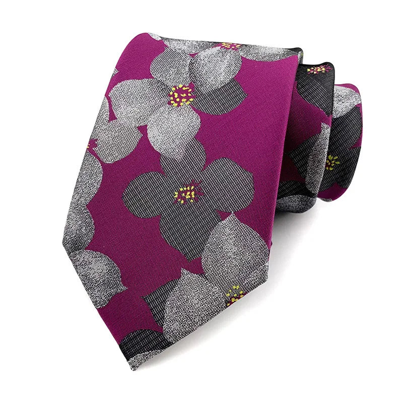 Purple Stripes Floral Plaid Solid Dot 8CM Necktie