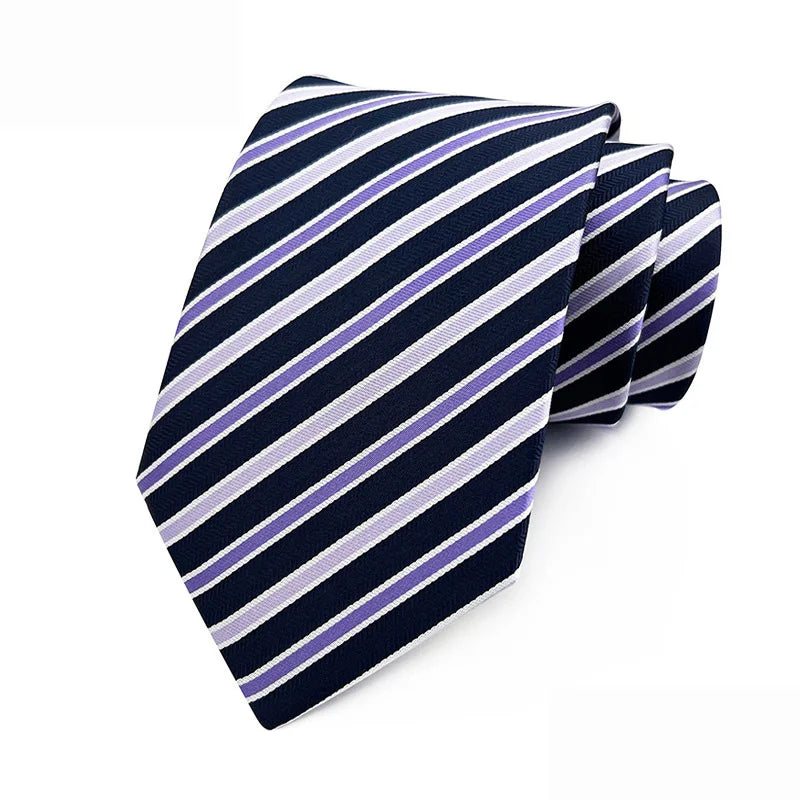 Purple Stripes Floral Plaid Solid Dot 8CM Necktie