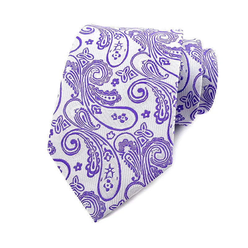 Purple Stripes Floral Plaid Solid Dot 8CM Necktie