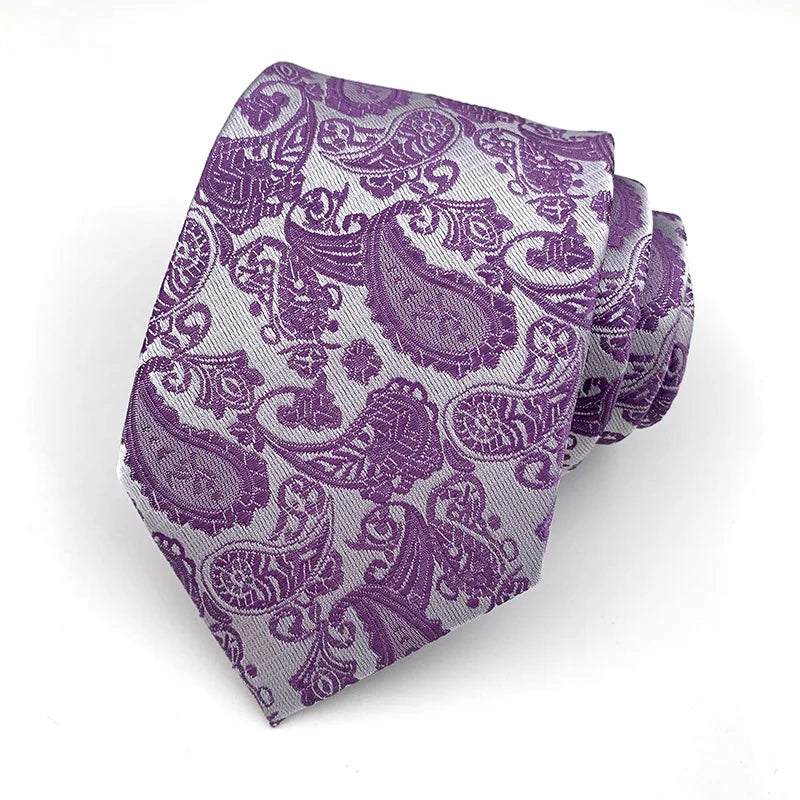 Purple Stripes Floral Plaid Solid Dot 8CM Necktie