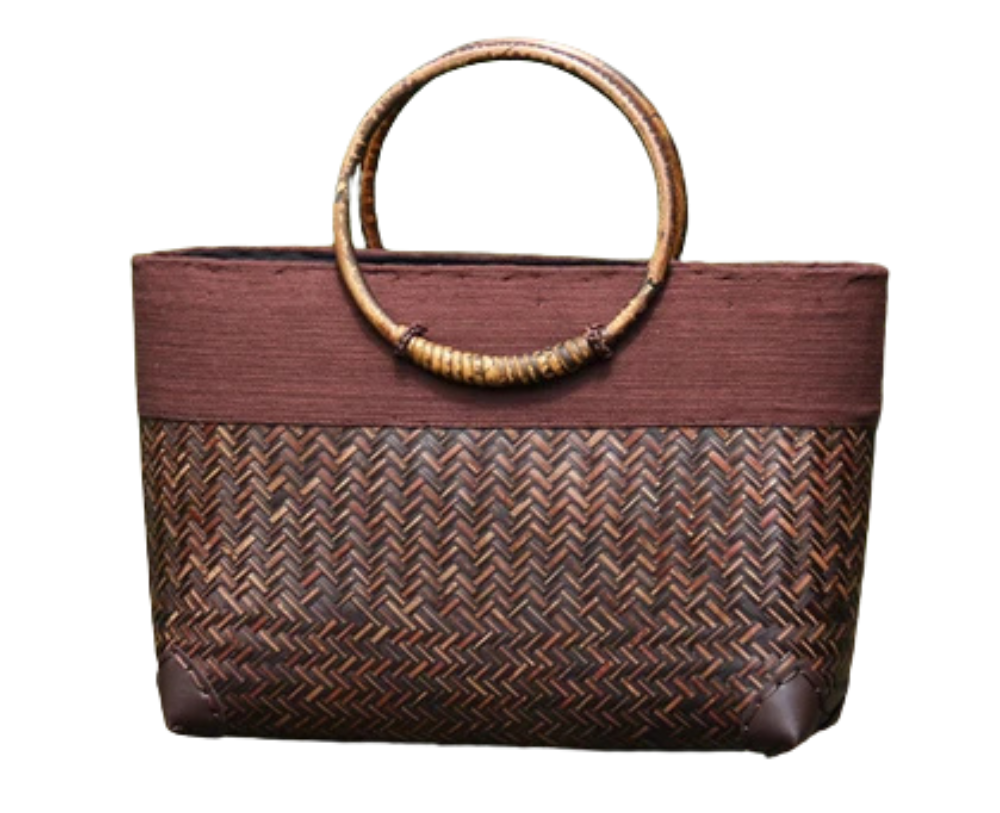 Rattan Weave Wooden Handbag
