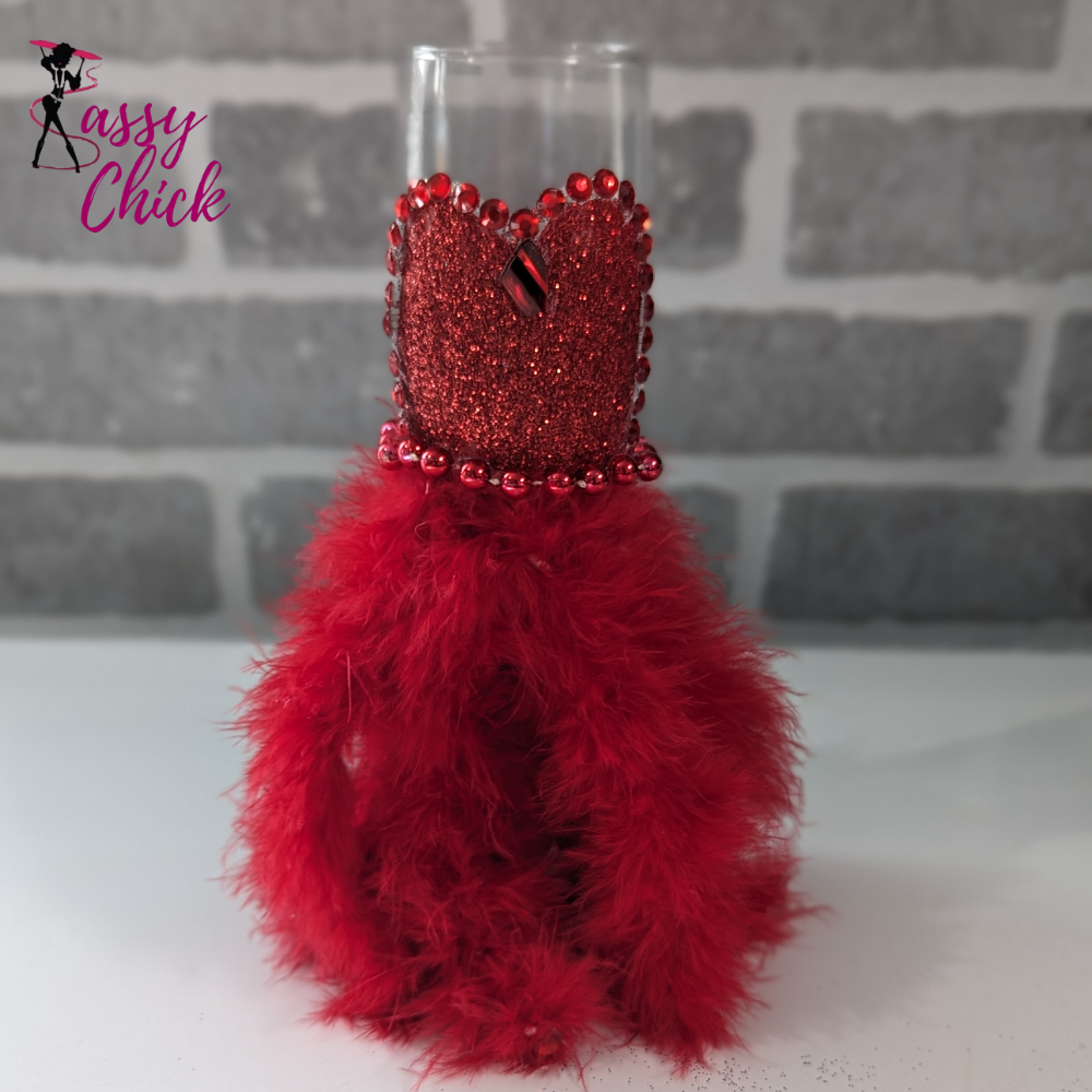 Red Feather Custom Design Wine Glass Sassy Chick Logo