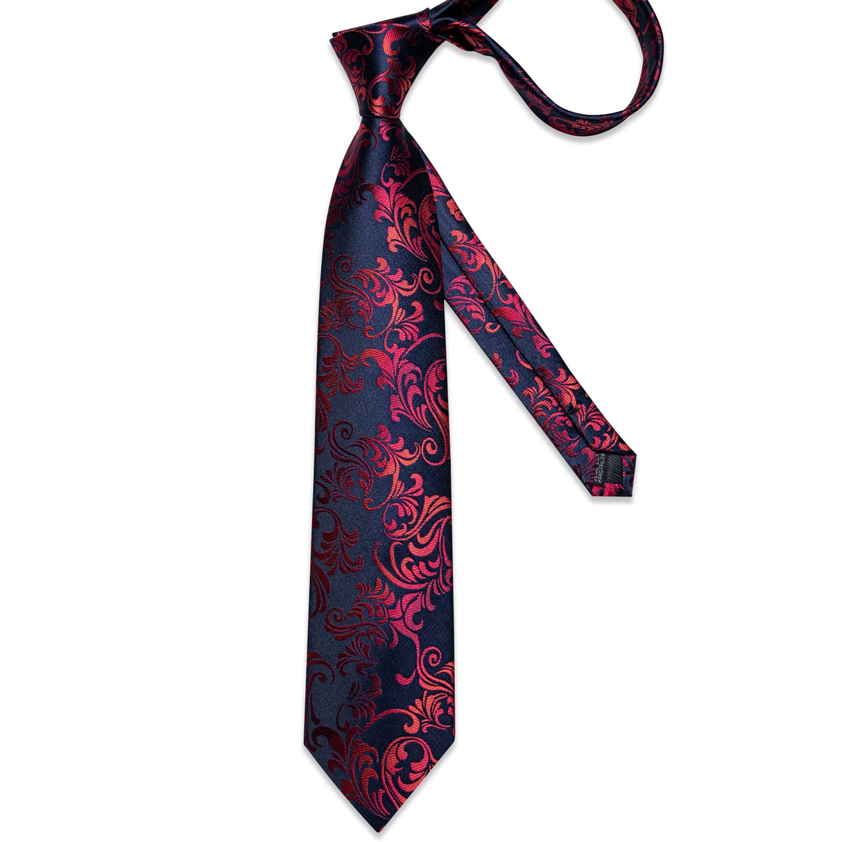 Red Floral Blue Silk Ties