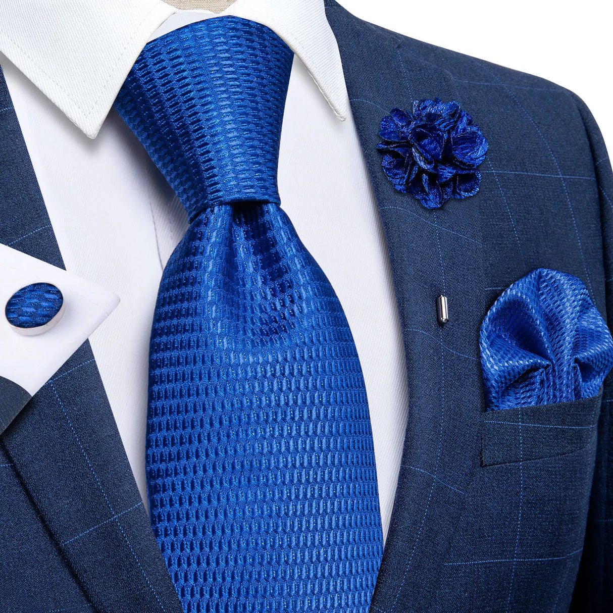 blue geometric silk tie