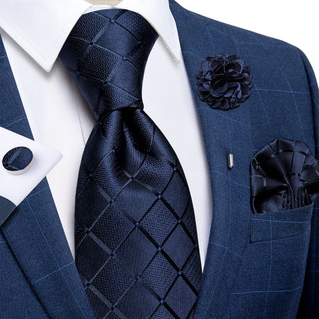 black geometric silk tie