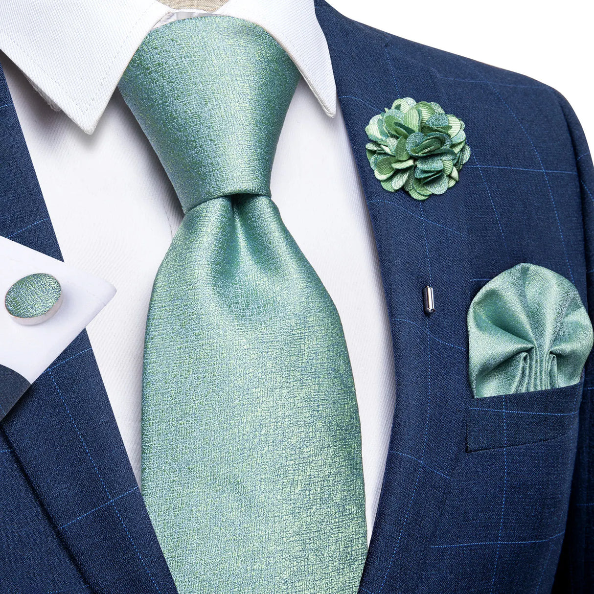 green silk tie