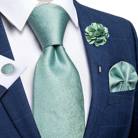 green silk tie