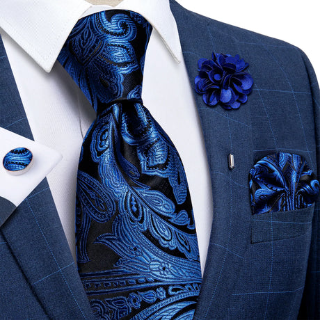 Blue Floral Blue Silk Ties