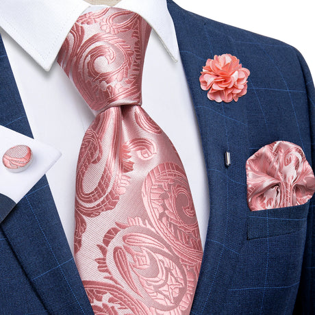 pink floral silk tie