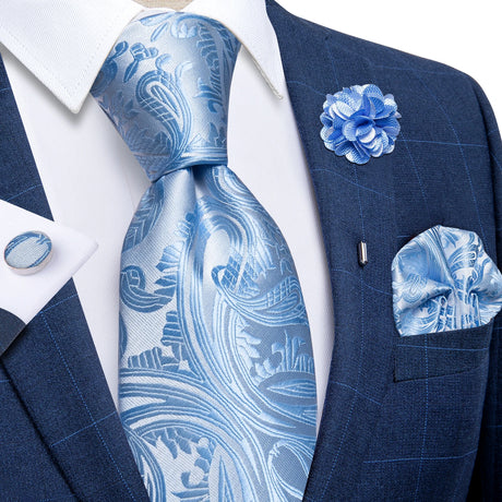 blue floral silk tie