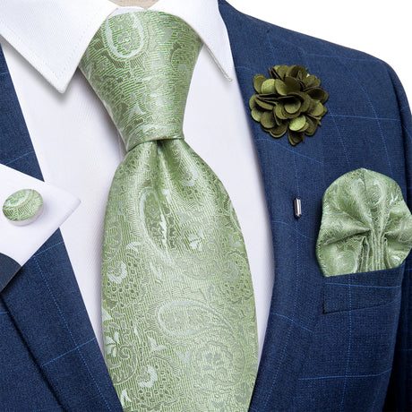 Green floral silk tie