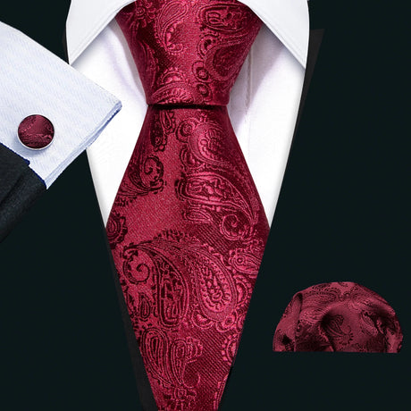red floral paisley necktie set