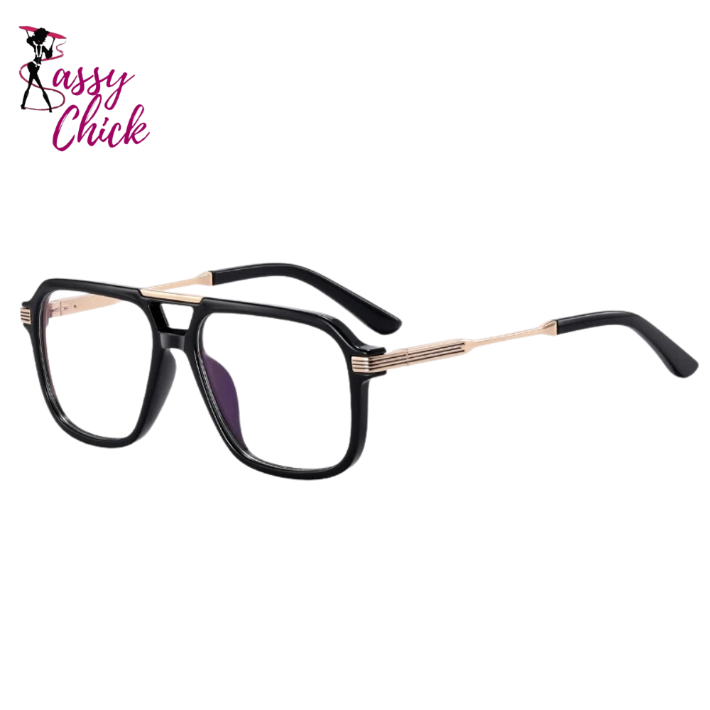 Resin Square Spring Hinge Anti Blue Light Eyeglass Sassy Chick Logo