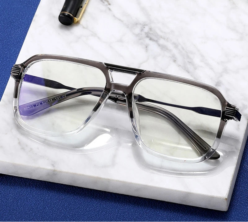 Resin Square Spring Hinge Anti Blue Light Eyeglass