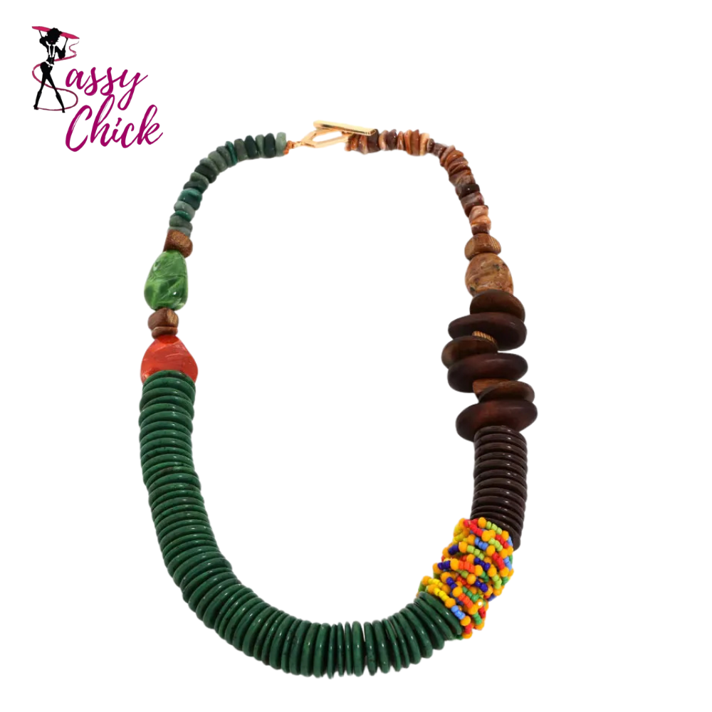 Retro Acrylic Beaded Handmade Necklace Sassy Chick Logo