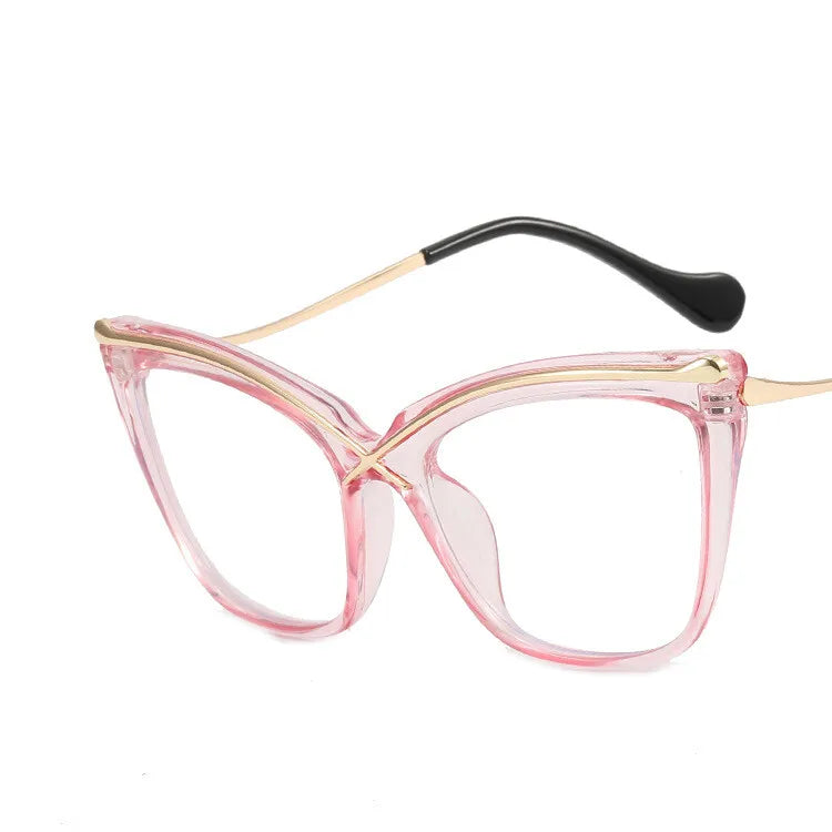 Transparent Pink Retro Anti Blue Light Computer Eyeglass