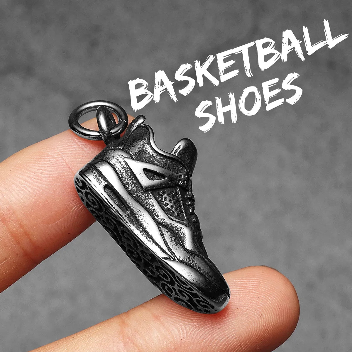 Retro Basketball Shoes Pendant Stainless Steel Jewelry