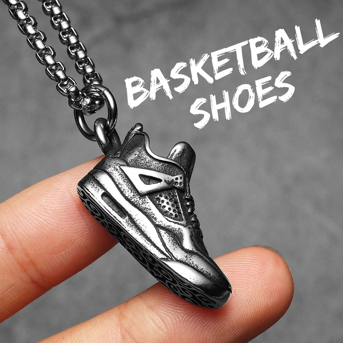 Retro Basketball Shoes Pendant Stainless Steel Jewelry