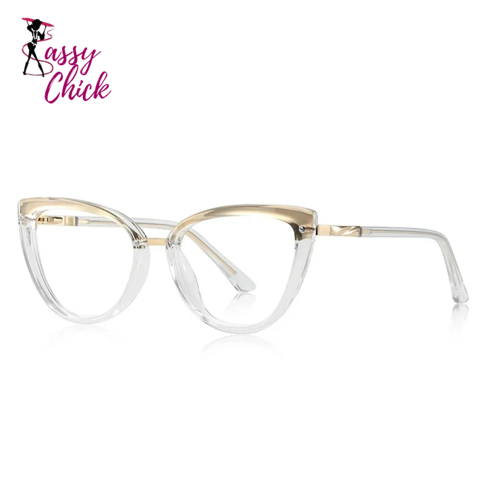 Retro Cat Eye Myopia Photochromic Eyeglasses Sassy Chick Logo