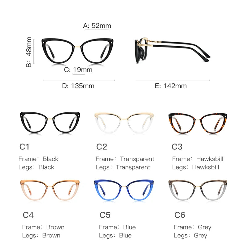 Retro Cat Eye Myopia Photochromic Eyeglasses