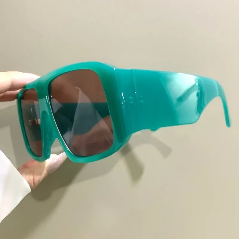 Green Retro Classic Thick Big Frame Oversized Pilot Sunglasses