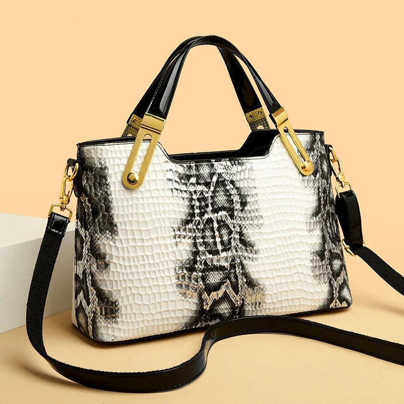 White Retro Crocodile Pattern Crossbody Bag