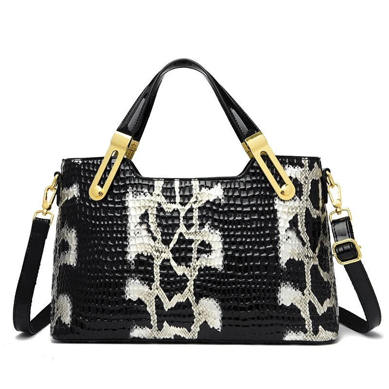 Black Retro Crocodile Pattern Crossbody Bag