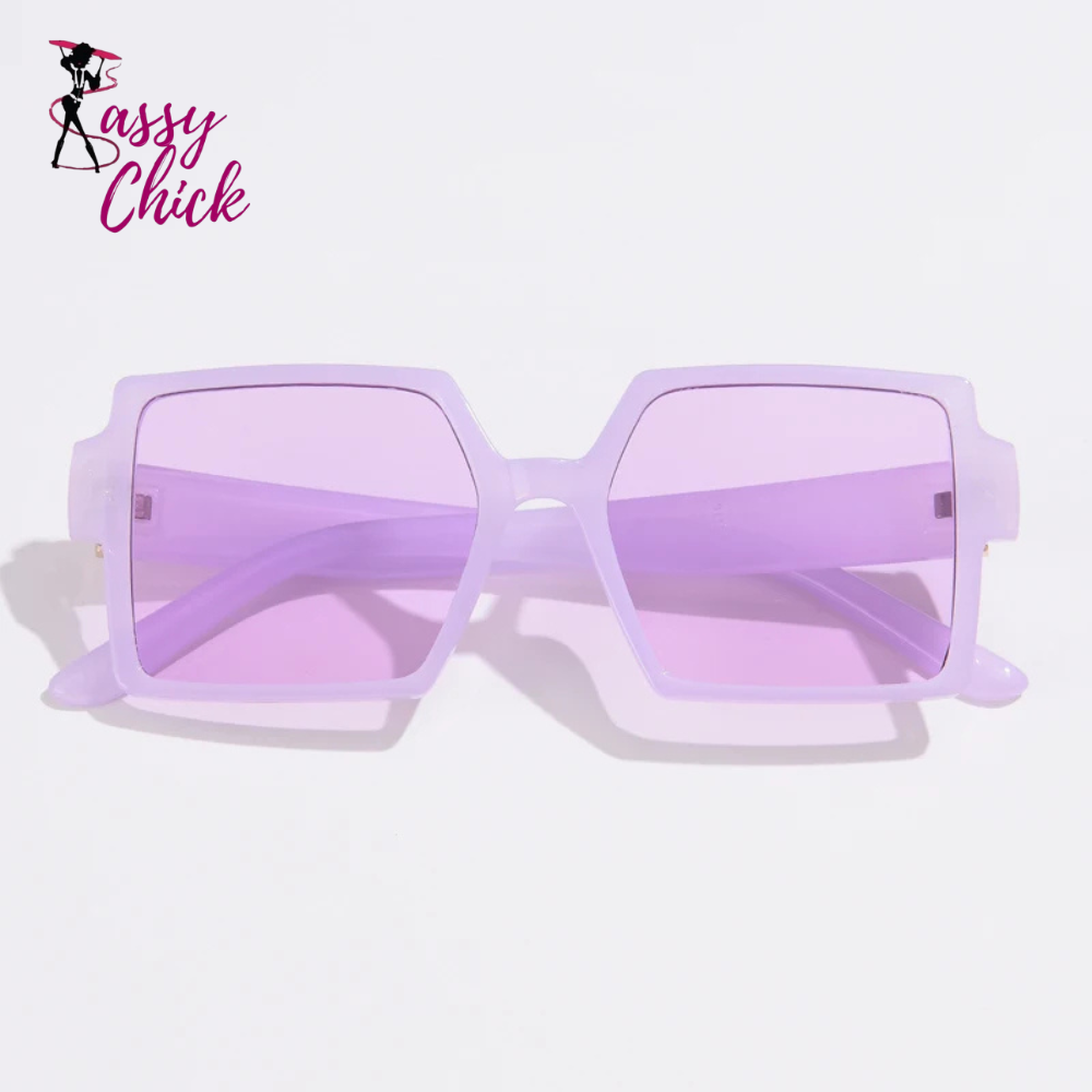 Retro Cycling Square Large Frame Sunglasses Sassy Chick Logo