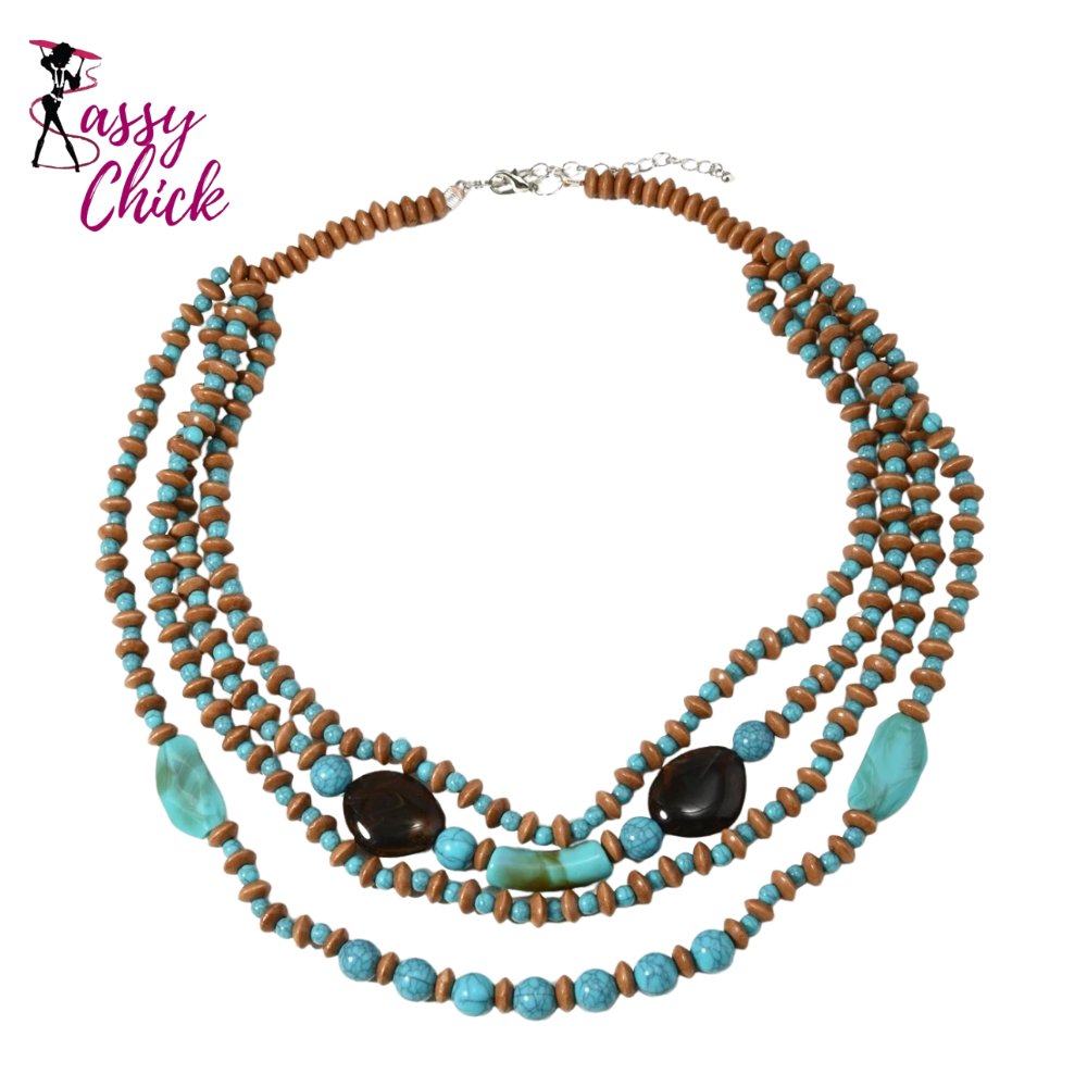 Retro Ethnic Multi-layer Wooden Beads African Jewelry Sassy Chick Logo