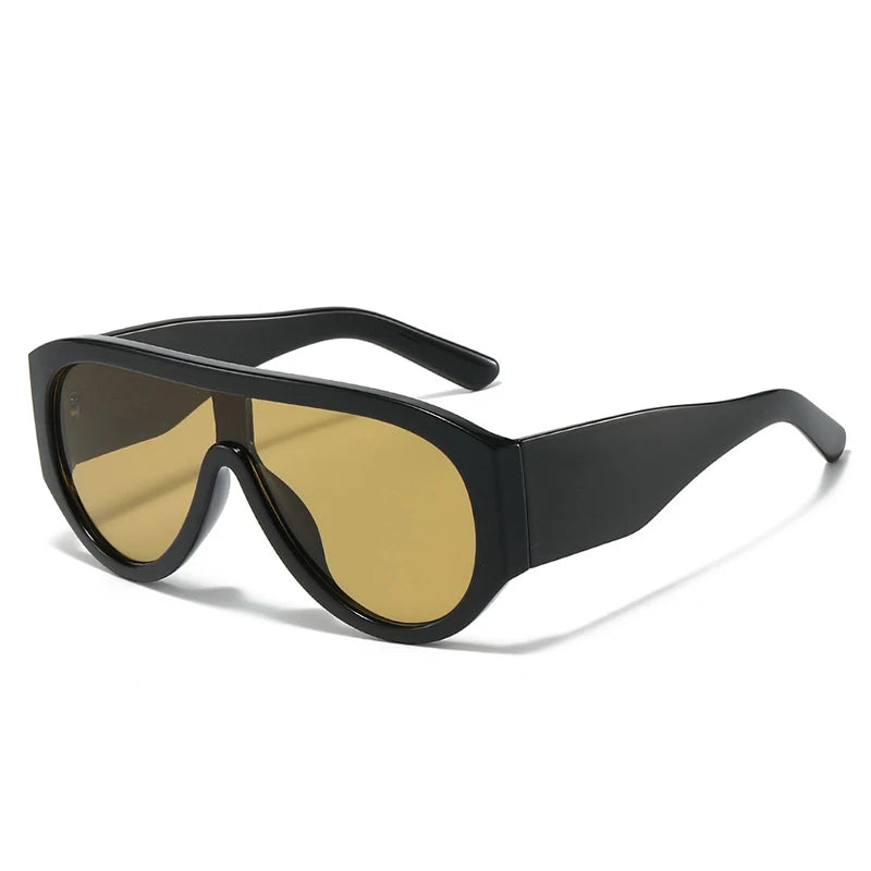 black gold lens Retro Fashion Oversized Pilot Women Sunglasses