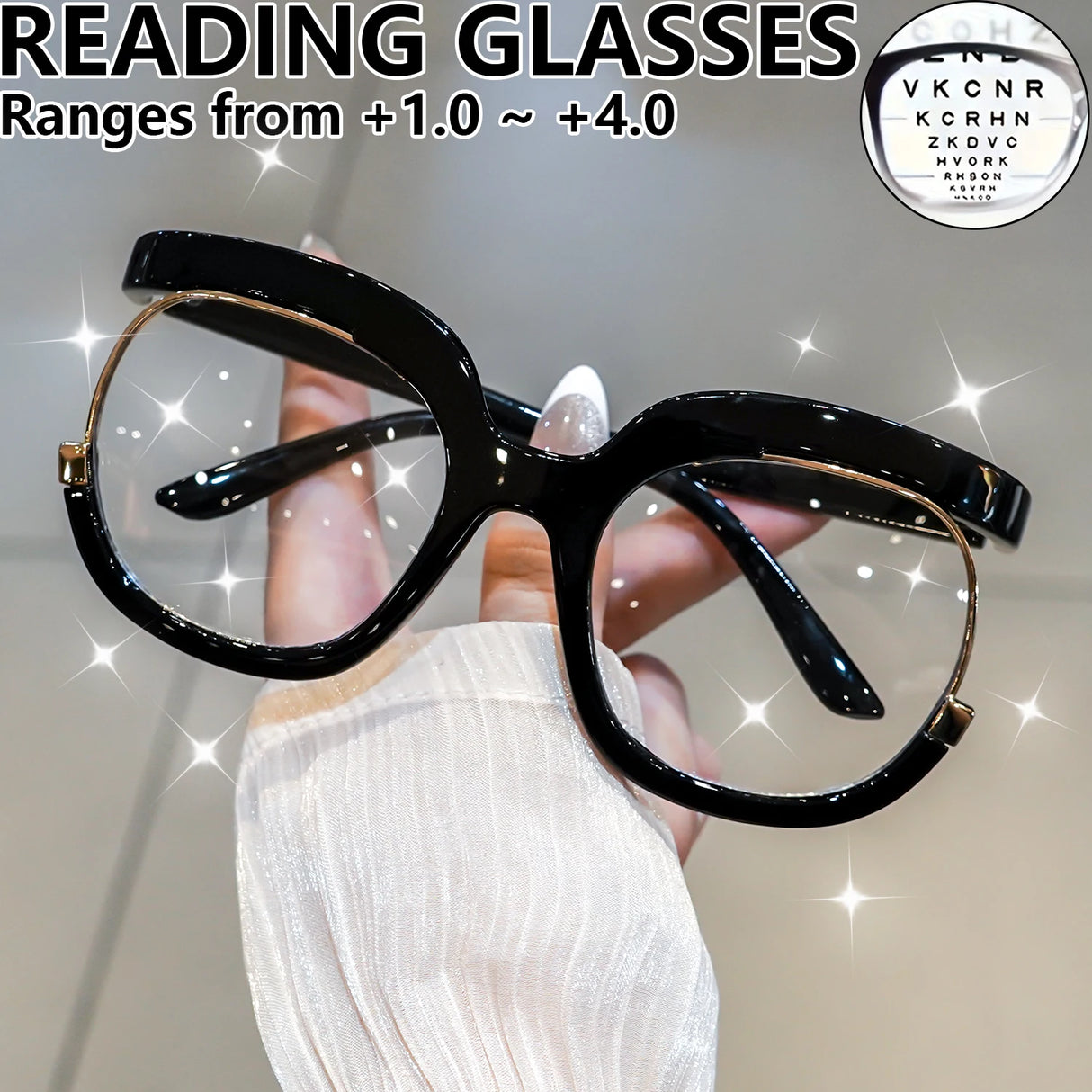 Black Retro Large Frame Decorative Computer Spectacles Glasses
