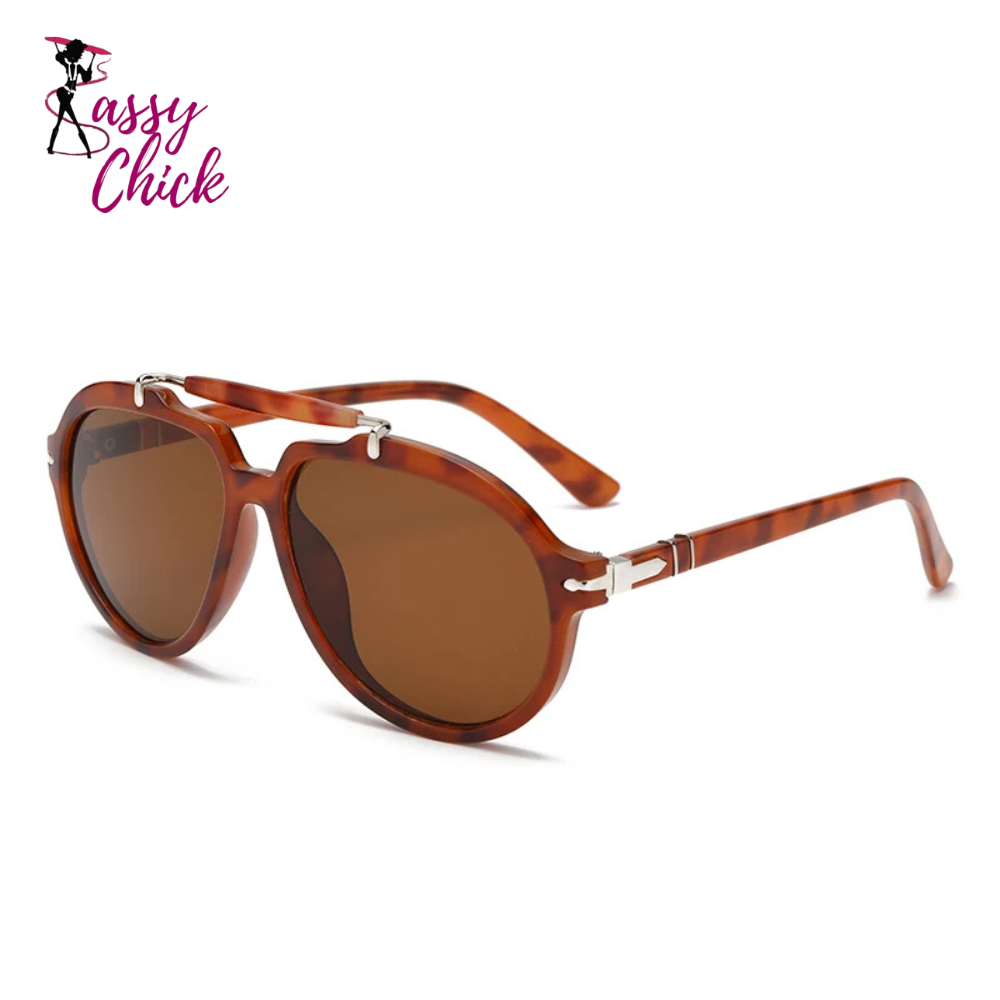 Retro Large Frame Pilot UV400 Protection Sunglasses Sassy Chick Logo