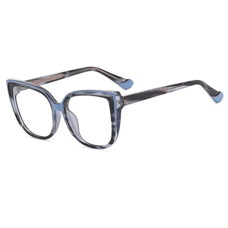 Gray Retro Leopard Titanium Cat Eye Anti Blue Light Glasses