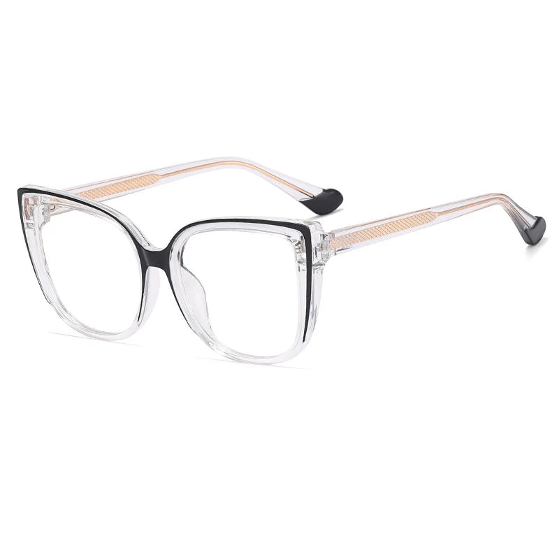 Black White Retro Leopard Titanium Cat Eye Anti Blue Light Glasses