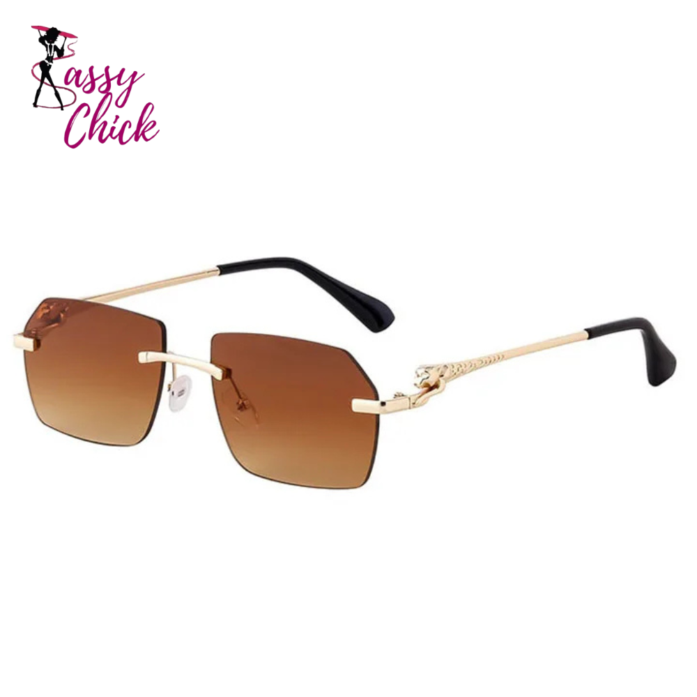 Retro Luxe Vintage Rimless Men Sunglasses Sassy Chick Logo