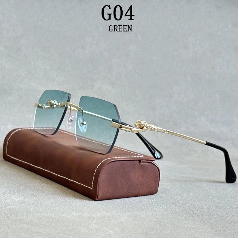 Retro Luxe Vintage Rimless Men Sunglasses