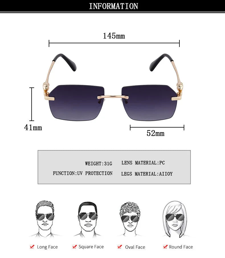 Size of Retro Luxe Vintage Rimless Men Sunglasses